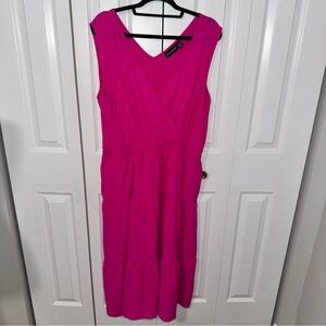 Nina Leonard Fuchsia Sleeveless Midi Dress